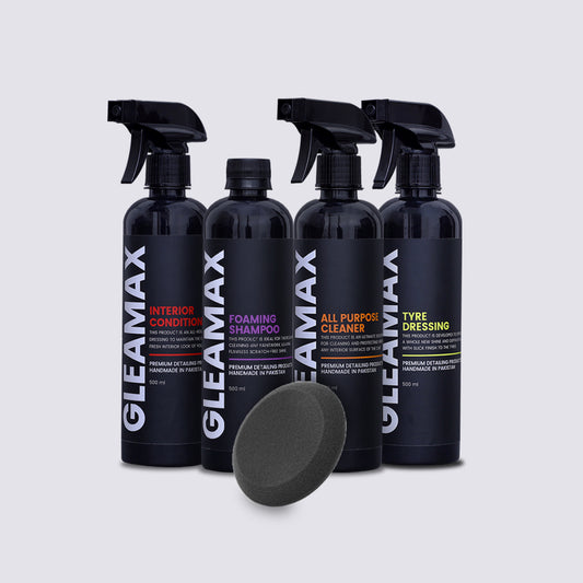 Foaming Shampoo + All Purpose Cleaner + Interior Conditioner + Tyre Dressing + Free Applicator Pad